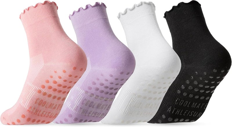 CoolMate Store Pilates Socks with Grips for Women, Yoga Socks, Crew Non Slip Women for Barre, Pilates Gifts - Image 1